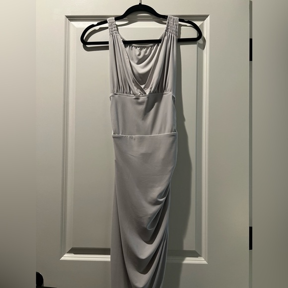 Norma Kamali Tara Side Drape Dress Fog - Picture 2 of 3